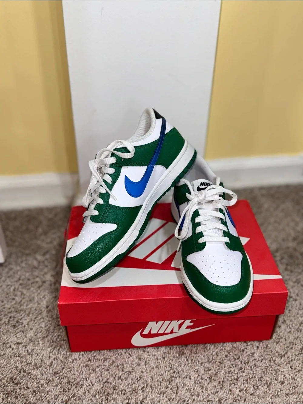 Nike White, Green & Blue Dunks